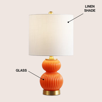 Daphne 20" Ribbed Metal/Glass LED Table Lamp
